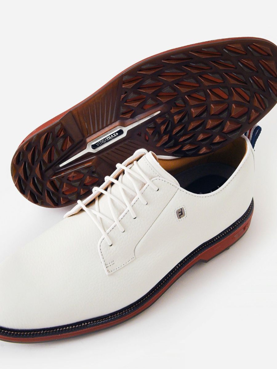 Golf * | Footjoy Men'S Dryjoys Premiere Spikeless Golf Shoe Cool White/Cool White/Red