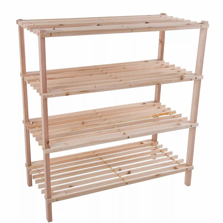 Storage & Cleaning * | Portsmouth Home Wood 4-Tier Space Saver Shoe Rack