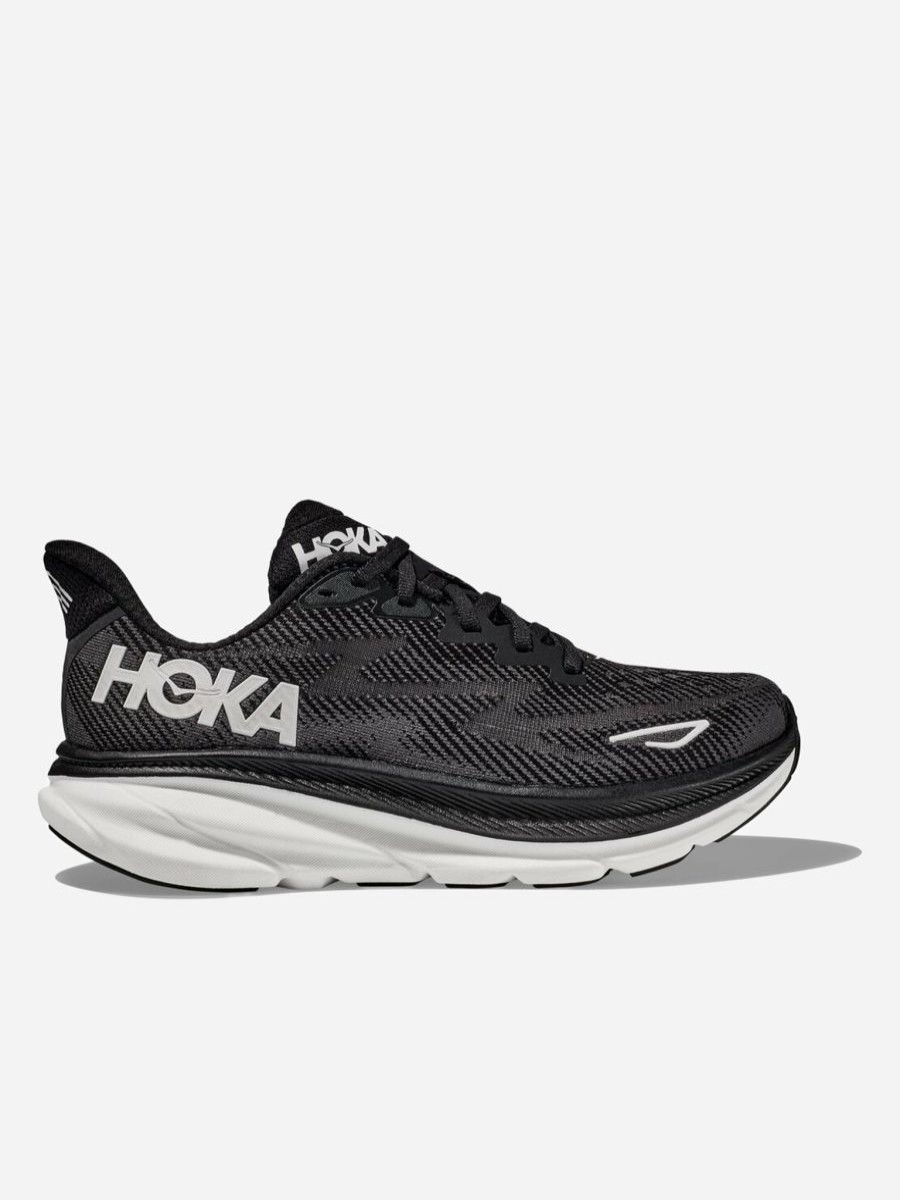 Athletic * | Hoka Men'S Clifton 9 Wide Running Shoe Black/White