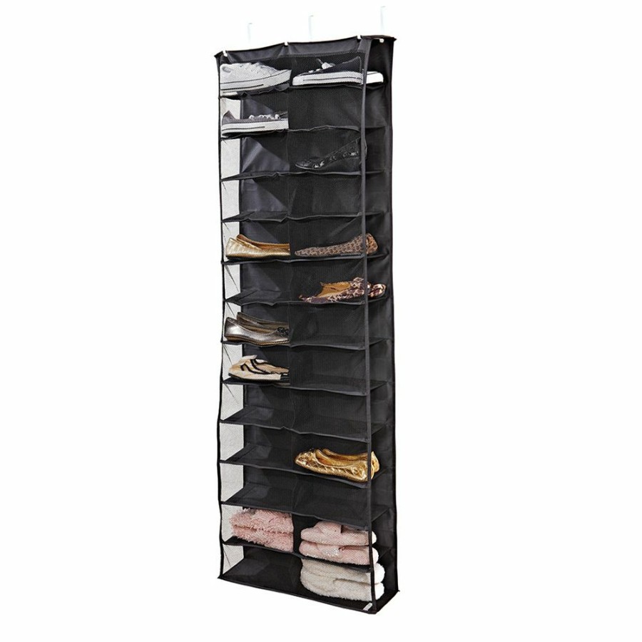 Storage & Cleaning * | Kennedy Home Collection 26-Shelf Over-The-Door Shoe Rack Black