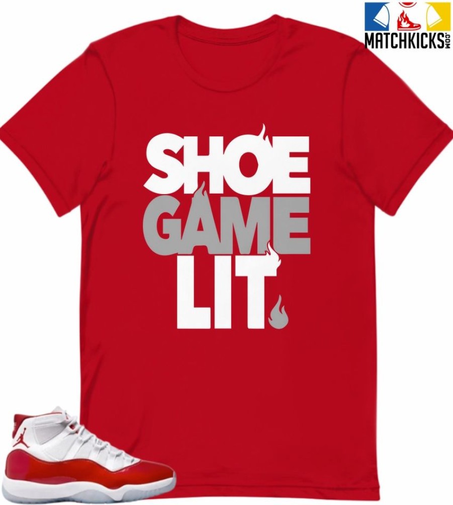 T-Shirt * | T-Shirt Air Jordan 11 Retro Cherry Sneaker-Matching T-Shirt (Shoe Game Lit)