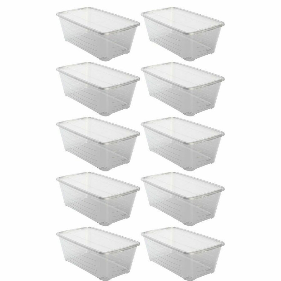 Storage & Cleaning * | Life Story 6 Quart Clear Shoe Storage Box Stacking Container Bin W/ Lids,10 Pack