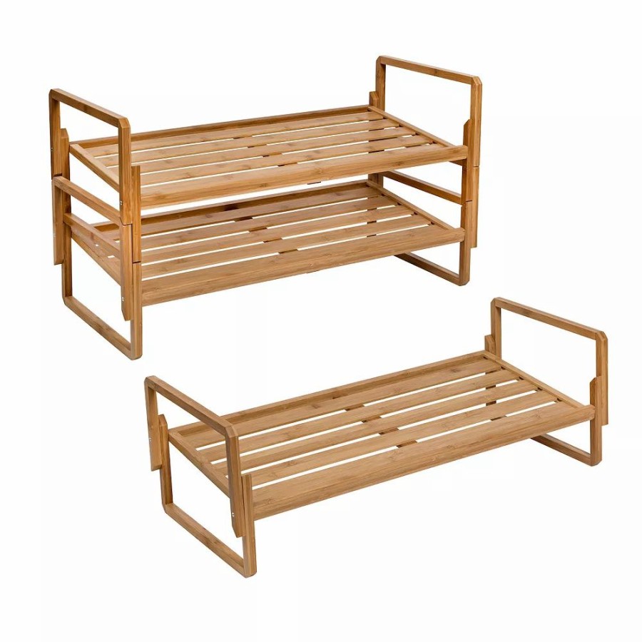 Storage & Cleaning * | Honey-Can-Do 3-Tier Nesting Bamboo Shoe Rack