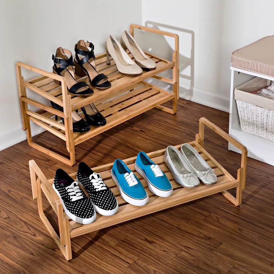 Storage & Cleaning * | Honey-Can-Do 3-Tier Nesting Bamboo Shoe Rack