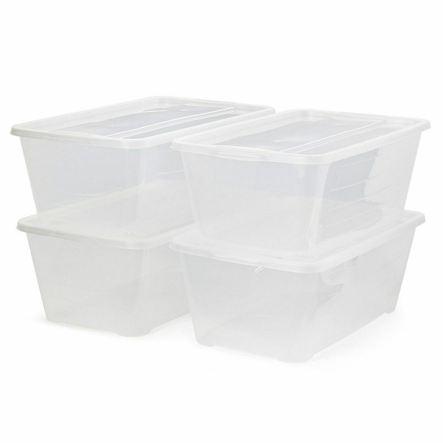 Storage & Cleaning * | Life Story 6 Quart Rectangular Clear Plastic Lidded Storage Shoe Box, 4 Pack