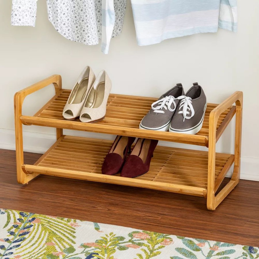 Storage & Cleaning * | Honey-Can-Do 2-Tier Bamboo Shoe Rack