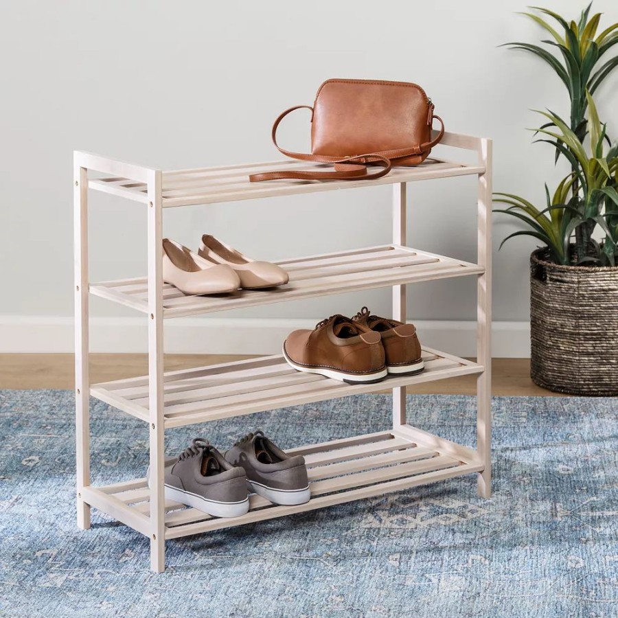 Storage & Cleaning * | Honey-Can-Do 4-Tier Bamboo Shoe Rack