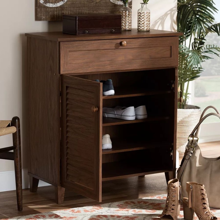 Storage & Cleaning * | Baxton Studio Coolidge Shoe Cabinet Gray