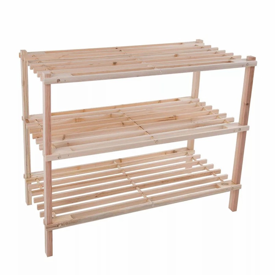 Storage & Cleaning * | Portsmouth Home Wood 3-Tier Space Saver Shoe Rack