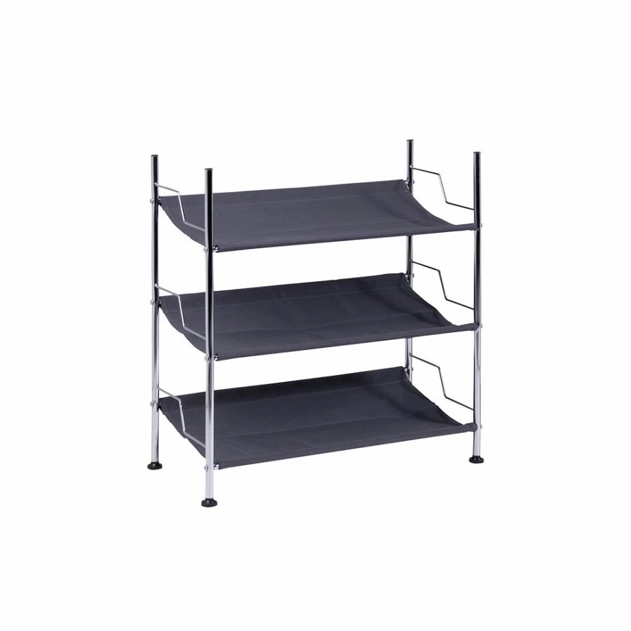 Storage & Cleaning * | Honey-Can-Do 3-Tier Canvas And Chrome Shoe Rack